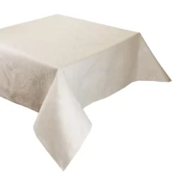 Nappe sur mesure pur coton motif jacquard beige Mille isaphire parchemin