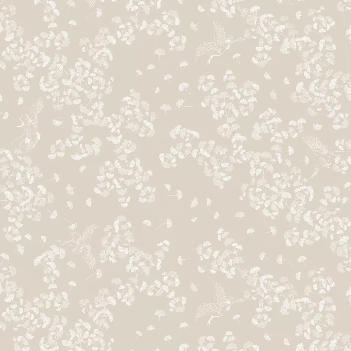 Nappe sur mesure pur coton motif jacquard beige Mille ginkos naturel