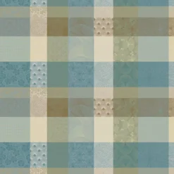 Nappe sur mesure pur coton motif jacquard bleu beige Mille zen ecume