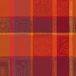 Nappe sur mesure pur coton motif jacquard orange rouge Mille wax ketchup
