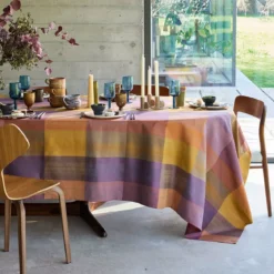 Nappe sur mesure pur coton motif jacquard violet Mille ecossais velvet