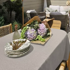 Nappe sur mesure pur coton motif jacquard beige Paradia lin