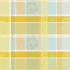 Nappe sur mesure pur coton motif jacquard jaune vert Mille lieues aube