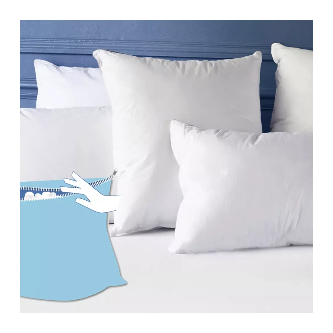 Oreiller fibres synthétiques blanc Sur mesure modulable