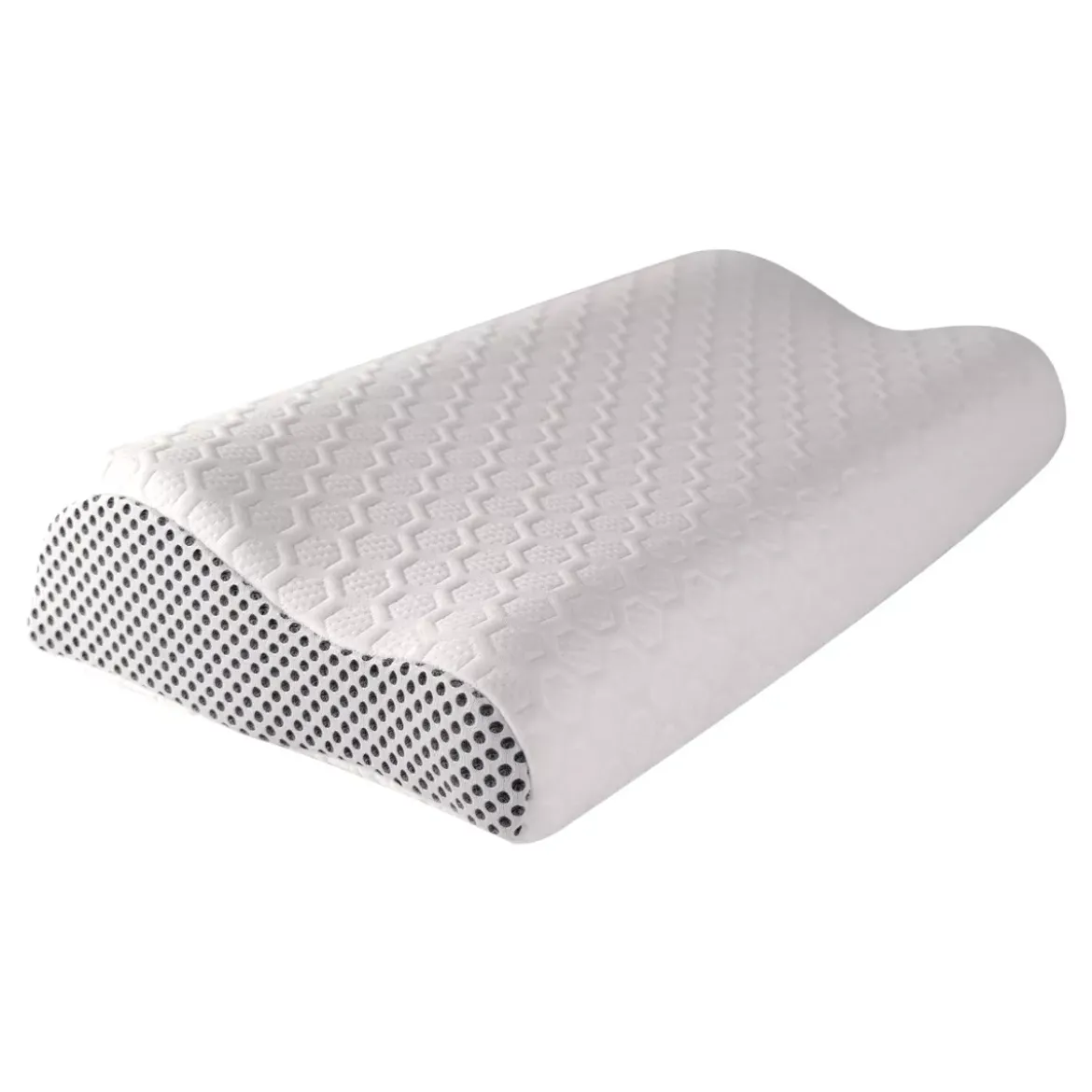 Oreiller fibres synthétiques blanc Memoergo respirant memoire de forme