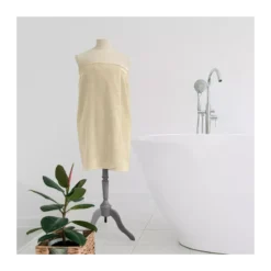 Pareo pur coton 420 g/m² uni beige Elea angora