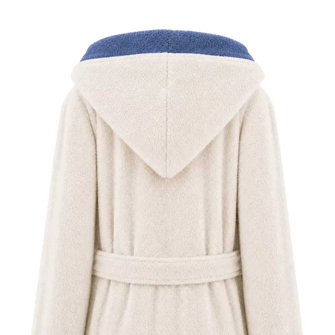 Peignoir a capuche pur coton 380 g/m² uni bleu ecru Club blanc casse