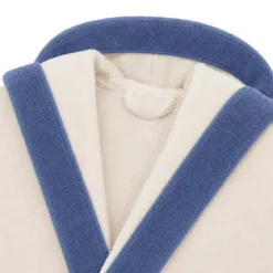 Peignoir a capuche pur coton 380 g/m² uni bleu ecru Club blanc casse