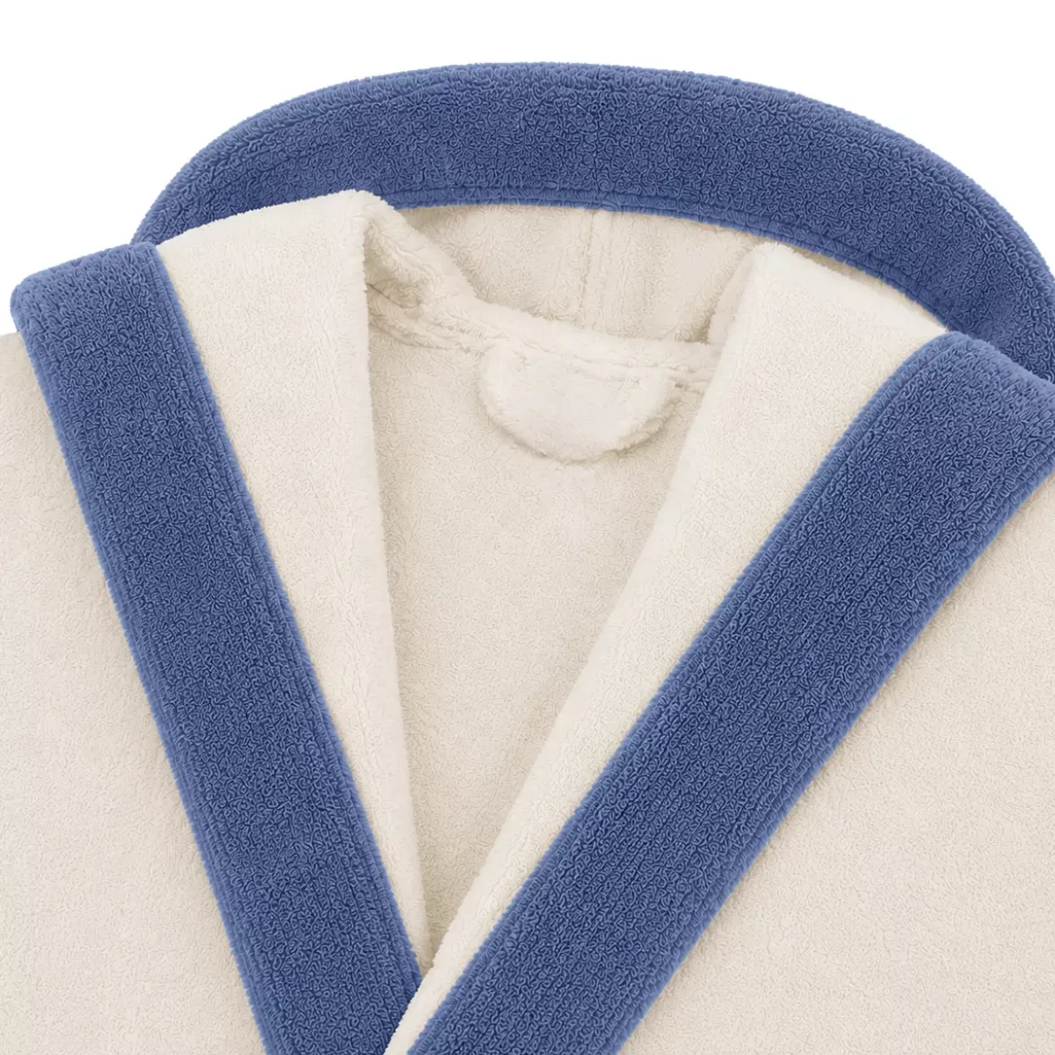 Peignoir a capuche pur coton 380 g/m² uni bleu ecru Club blanc casse