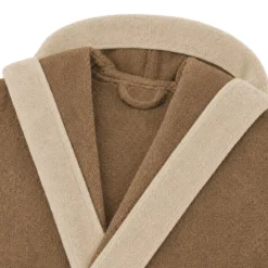 Peignoir a capuche pur coton 380 g/m² uni beige marron Club chocolat
