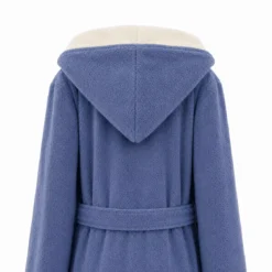 Peignoir a capuche pur coton 380 g/m² uni bleu ecru Club denim