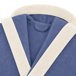 Peignoir a capuche pur coton 380 g/m² uni bleu ecru Club denim
