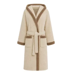 Peignoir a capuche pur coton 380 g/m² uni beige marron Club stone