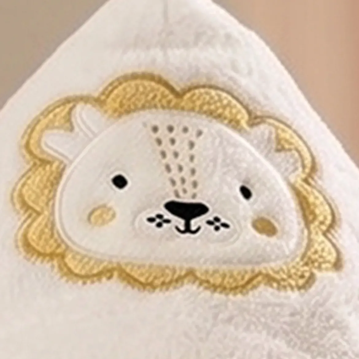 Peignoir enfant enfant pur coton 420 g/m² brodé jaune beige Petit lion angora