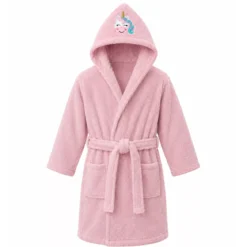 Peignoir enfant enfant pur coton 420 g/m² brodé rose Petite licorne rose