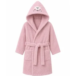Peignoir enfant enfant pur coton 420 g/m² brodé rose Petite renarde rose
