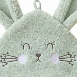 Peignoir enfant enfant pur coton 420 g/m² brodé vert Petit lapin vert d'eau