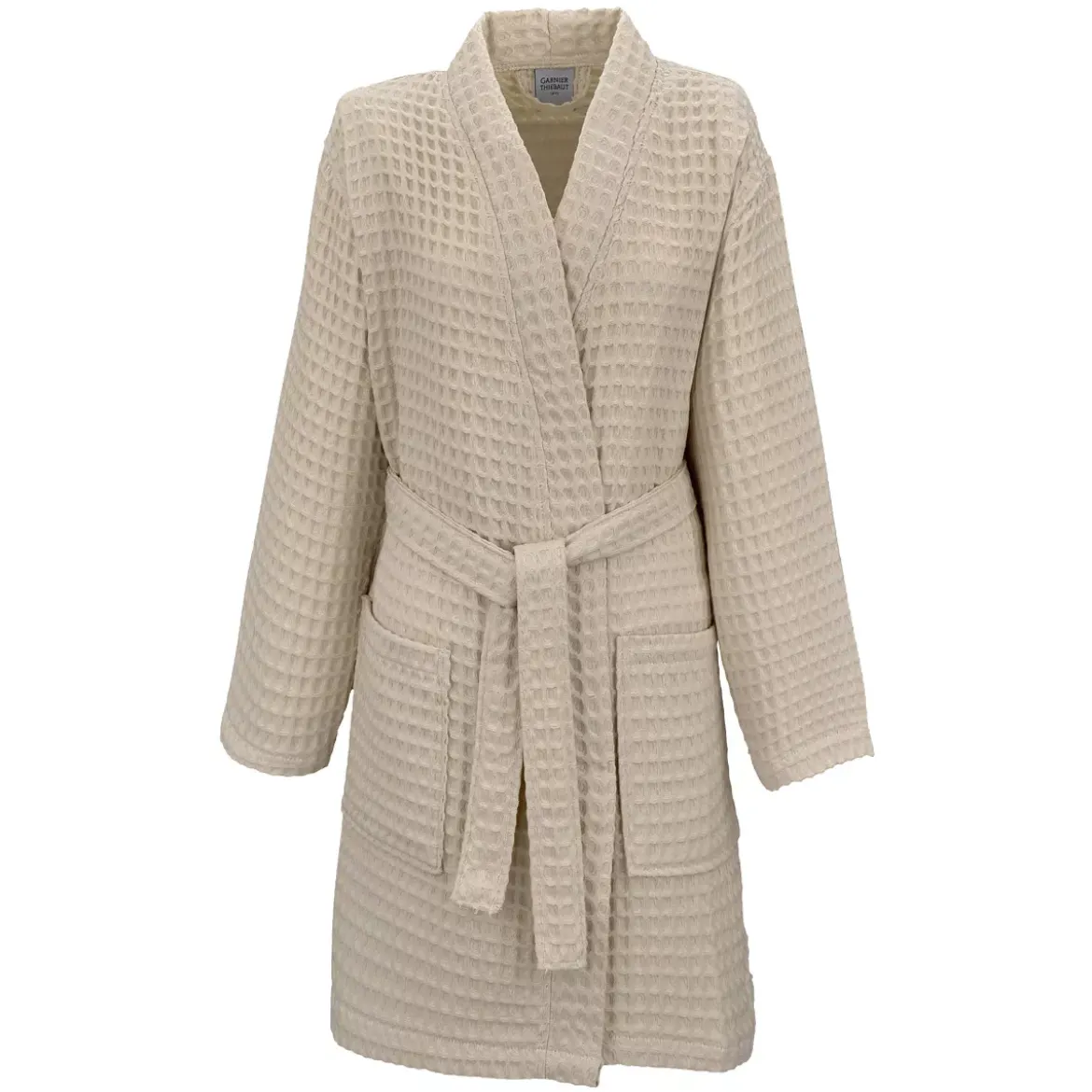 Peignoir femme pur coton 240 g/m² nid d'abeille beige Detente naturel
