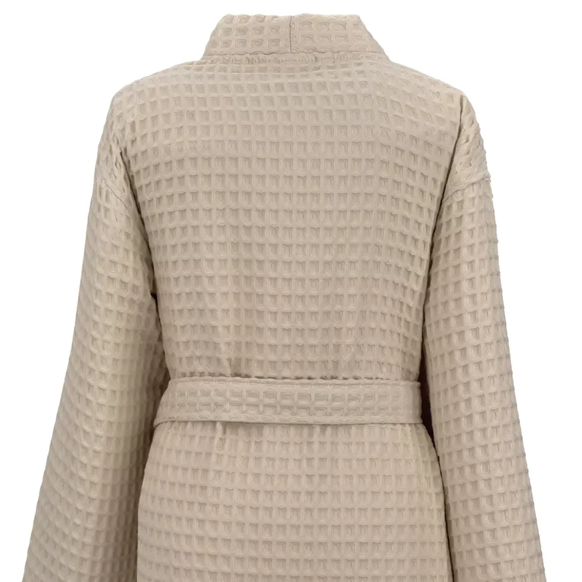 Peignoir femme pur coton 240 g/m² nid d'abeille beige Detente naturel