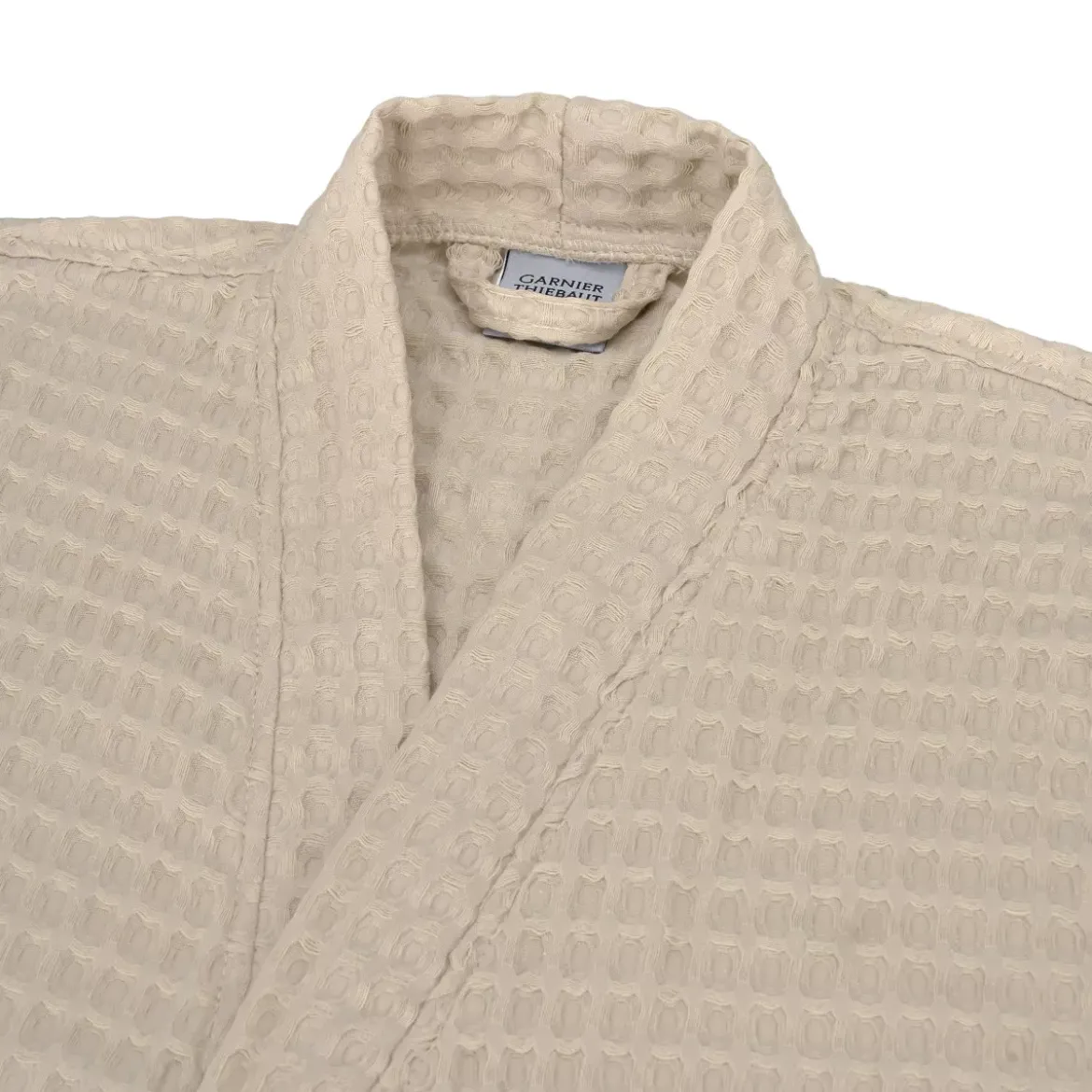 Peignoir femme pur coton 240 g/m² nid d'abeille beige Detente naturel