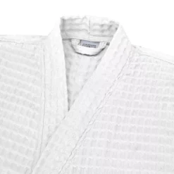 Peignoir femme pur coton 240 g/m² nid d'abeille blanc Detente neige