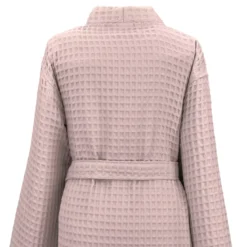 Peignoir femme pur coton 240 g/m² nid d'abeille rose Detente rose poudre