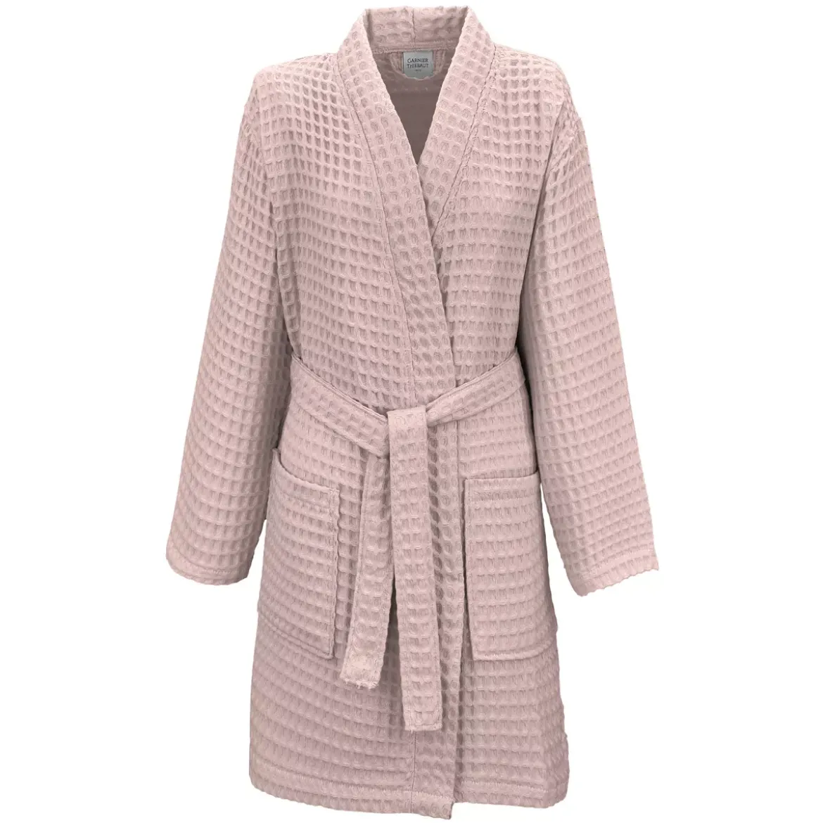 Peignoir femme pur coton 240 g/m² nid d'abeille rose Detente rose poudre