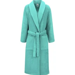 Peignoir pur coton 420 g/m² uni bleu Elea curacao
