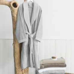 Peignoir pur coton 420 g/m² uni gris Elea nuage