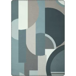 Plaid coton mélangé 415 g/m² motif jacquard bleu gris Livio blue
