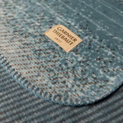 Plaid coton mélangé 415 g/m² motif jacquard bleu beige Sea waves bleu