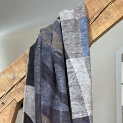 Plaid coton mélangé 470 g/m² motif jacquard multicolore Marius lie de vin