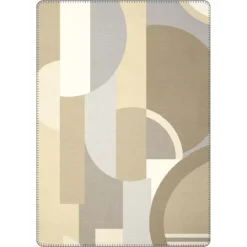 Plaid coton mélangé 415 g/m² motif jacquard gris beige Livio naturel