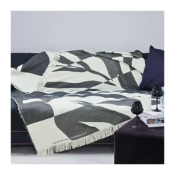 Plaid coton mélangé motif jacquard blanc noir Versus noir et blanc
