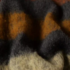Plaid laine & autres fibres 200 g/m² motif jacquard orange anthracite Mohaira shetland onyx