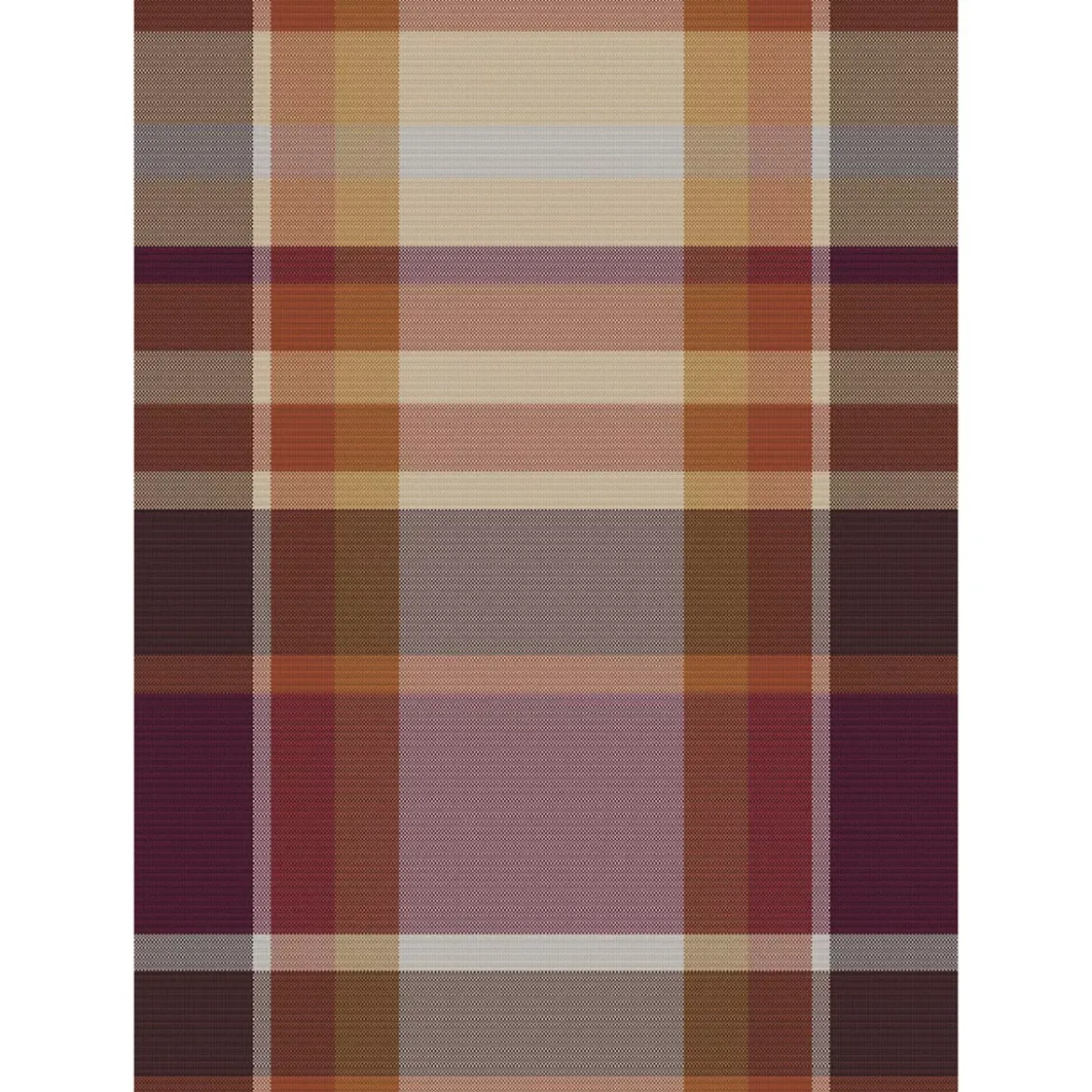 Plaid laine & autres fibres 200 g/m² motif jacquard bordeaux brun Mohaira ecossais sienne