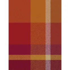 Plaid laine & autres fibres 200 g/m² motif jacquard bordeaux orange Mohaira ambre flamboyant