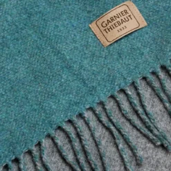 Plaid laine & autres fibres uni bleu gris Duetto canard