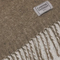 Plaid laine & autres fibres uni beige brun Duetto mocca