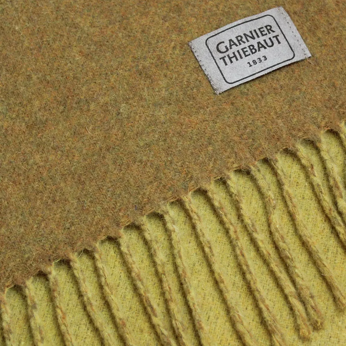 Plaid laine & autres fibres uni jaune marron Duetto mordore