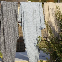 Plaid lin & coton lavé motif jacquard gris Delta gris