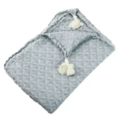 Plaid lin & coton lavé motif jacquard gris Delta gris