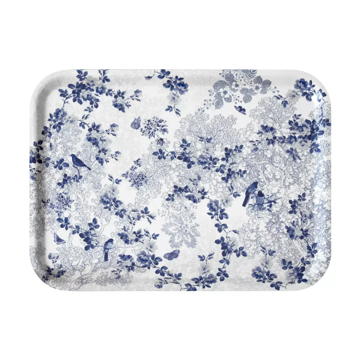 Plateau bois imprimé bleu Voliere bleu