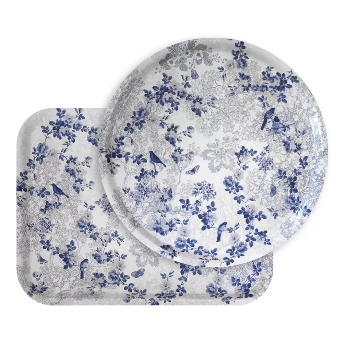 Plateau bois imprimé bleu Voliere bleu