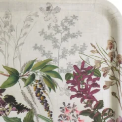 Plateau bois imprimé bordeaux vert Parfum d'orchidee grege