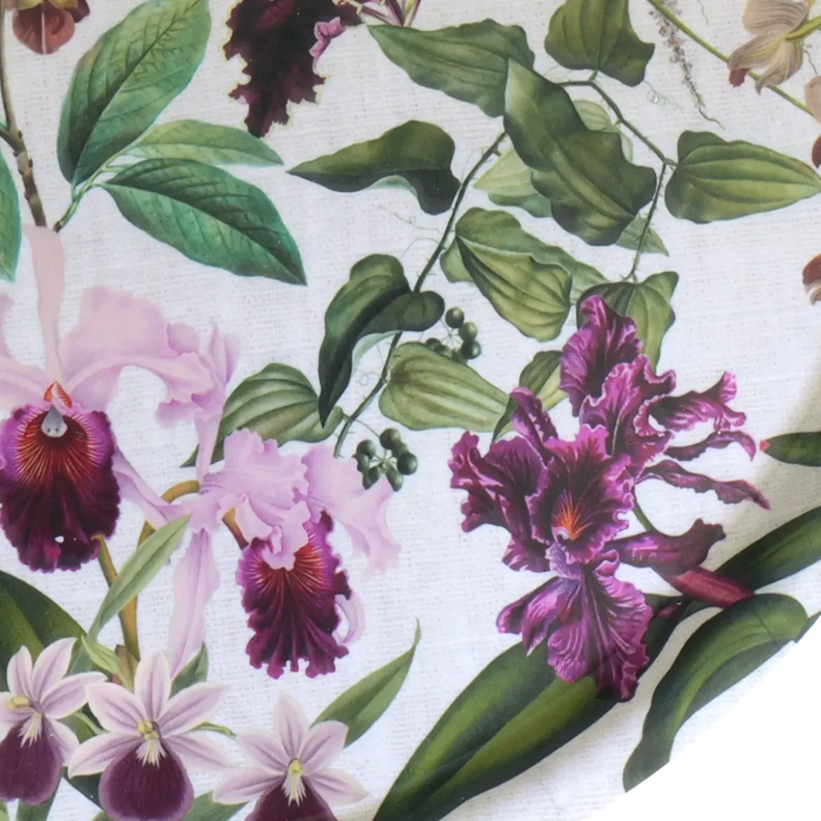Plateau bois imprimé bordeaux vert Parfum d'orchidee grege