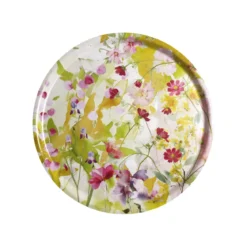Plateau bois imprimé rose jaune Souffle fleuri printemps