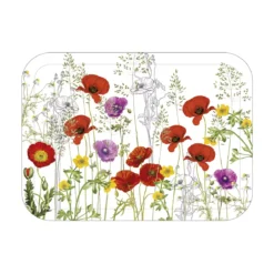 Plateau bois imprimé rouge violet Les coquelicots violet