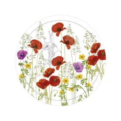 Plateau bois imprimé rouge violet Les coquelicots violet