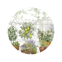 Plateau bois imprimé vert marron Jardin provencal olive